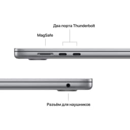 MacBook Air 15 (M3, 2024) 8/256GB, Space Gray - вид 3